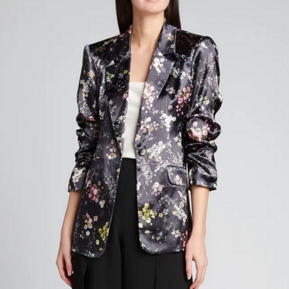NWT Cinq a Sept Kylie Floral-Print Soft Jacket - Sakura Floral Black - Picture 1 of 9